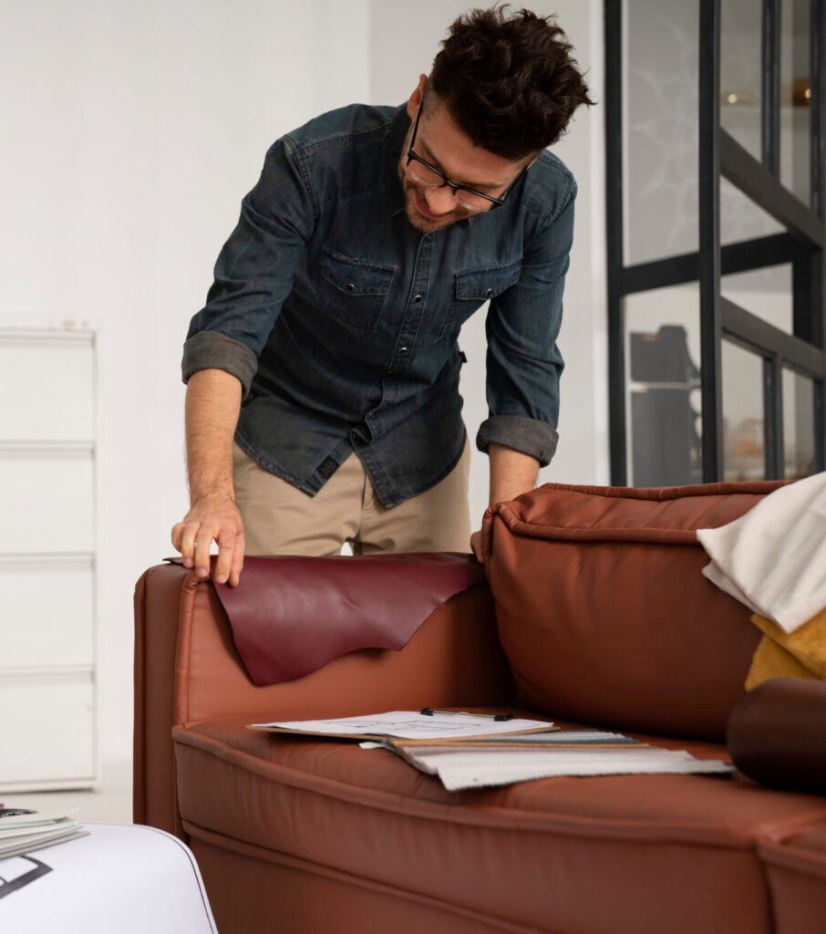 coup moyen homme travaillant sur un projet